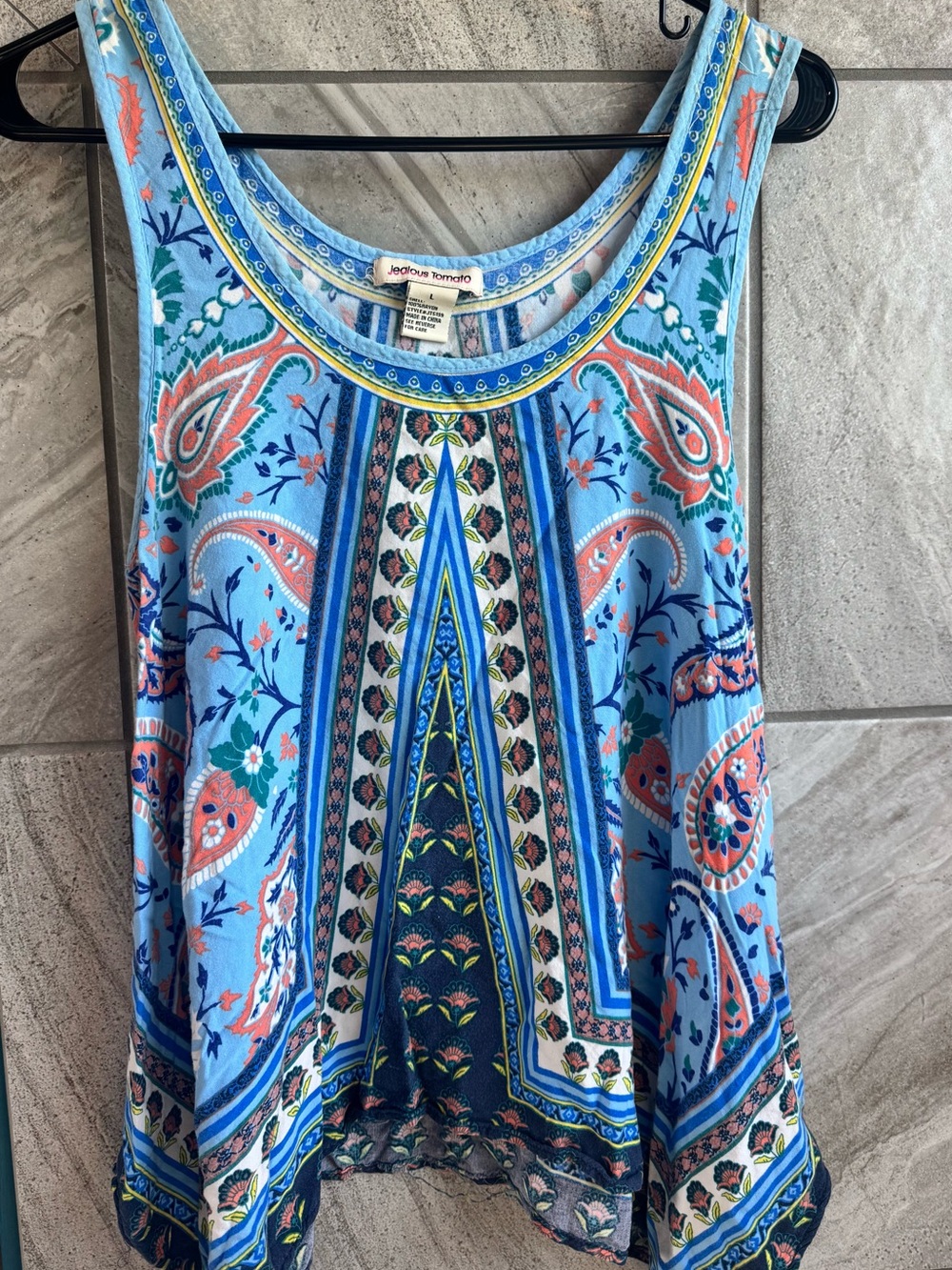 Jealous Tomato Blue Paisley Printed Sleeveless Tank Top